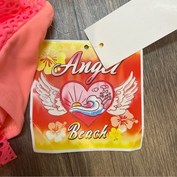 NWT Angel Beach Pink Crop Top Bathing Suit Top Juniors Size 16 - Picture 3 of 10
